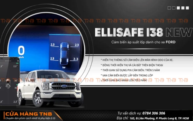 Cảm biến áp suất lốp ICAR Ellisafe i38 New là dòng thiết kế chuyên biệt cho các dòng xe Ford 