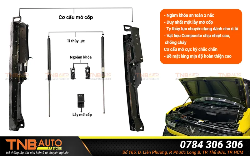 Cốp trước Vinfast VF3 dung tích 95L - Mở cơ, tích hợp ngàm khóa an toàn 28 Lắp cốp trước Vinfast VF3 dung tích 95 có rất nhiều ưu điểm nổi bật