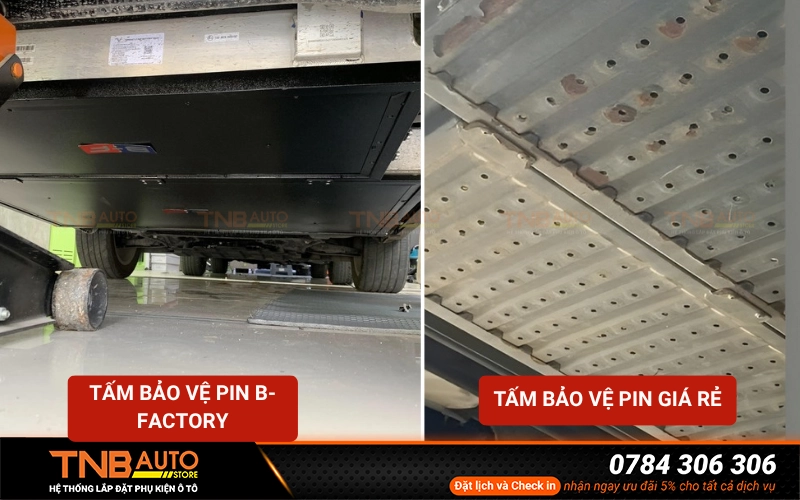 Tấm bảo vệ pin xe Vinfast VF5 chính hãng B-Factory 34 So sánh ốp bảo vệ pin B-Factory và ốp bảo vệ pin giá rẻ sau thời gian lắp cho xe VF5