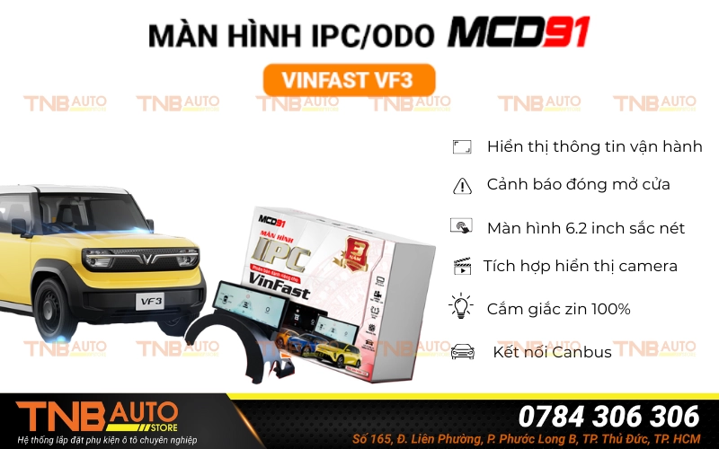 Màn hình ODO sau vô lăng VF3, 6.2 inch chính hãng MCD91 30 Các điểm nổi bật của màn ODO Vinfast VF3 MCD91