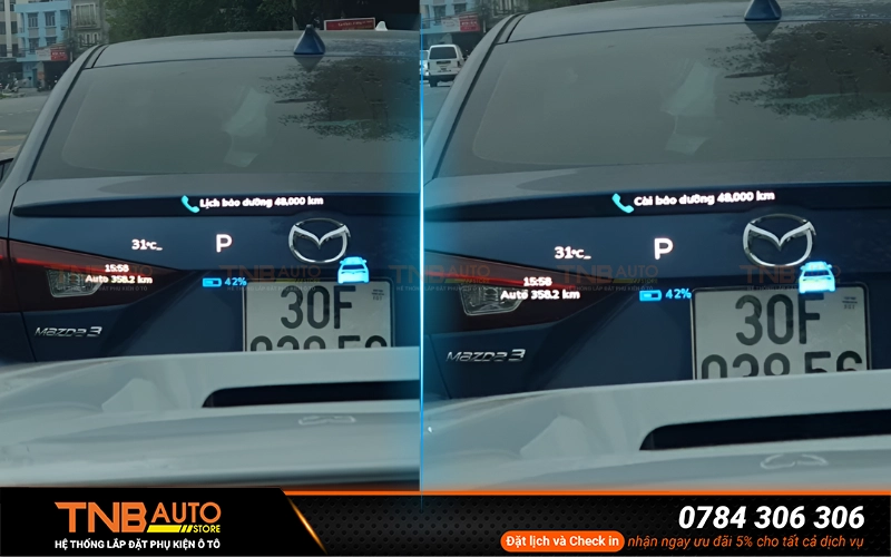 Nâng cấp màn hình HUD VF8 có tính năng cài đặt mốc bảo dưỡng theo số km hoặc thời gian đến hạn HUD sẽ tự động hiển thị cảnh báo nhắc nhở