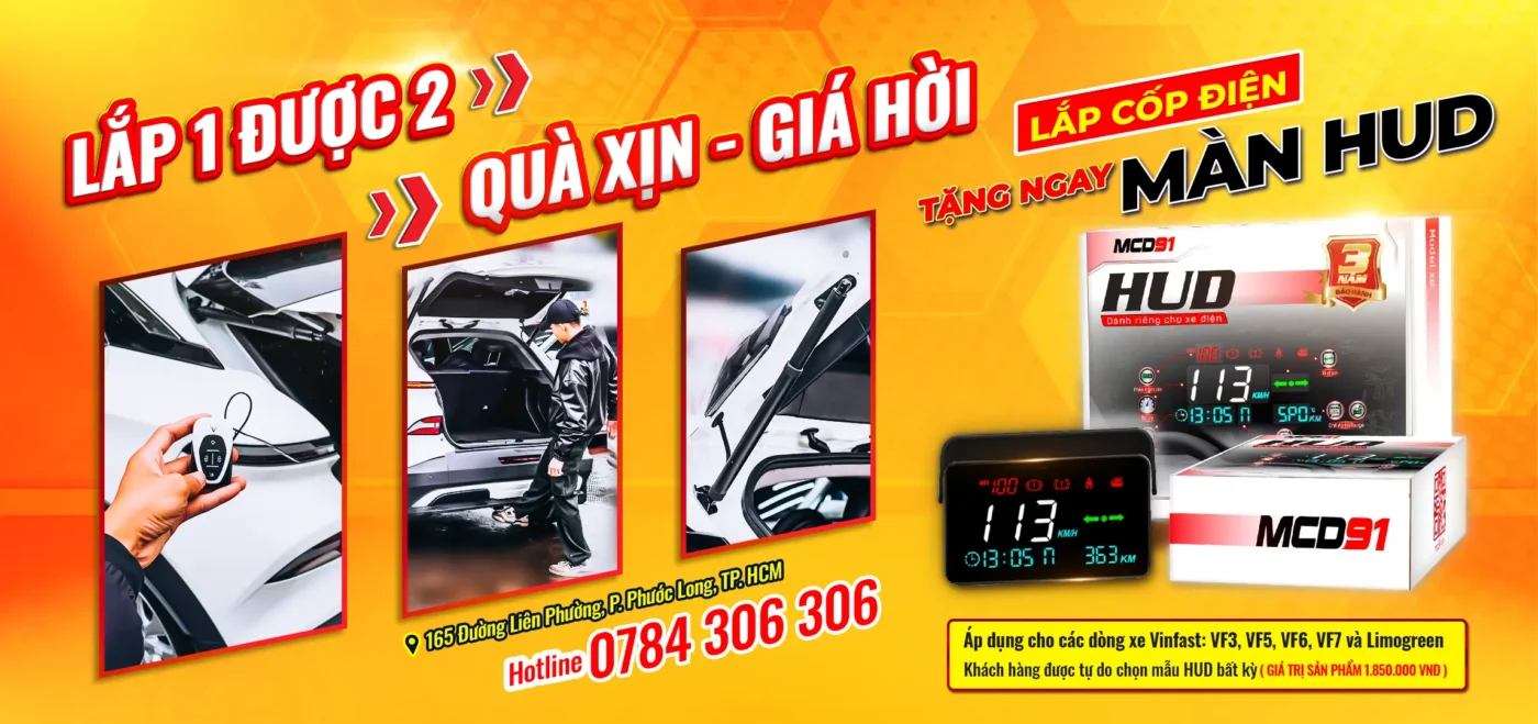 LẮP 1 ĐƯỢC 2 – QUÀ XỊN, GIÁ HỜI TẠI TNB AUTO  3 Độ cốp điện cho xe điện VinFast nhận ngay màn hình HUD cao cấp