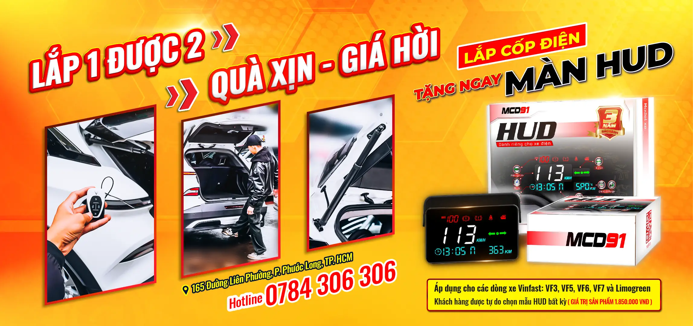 Độ cốp điện cho xe điện VinFast nhận ngay màn hình HUD cao cấp