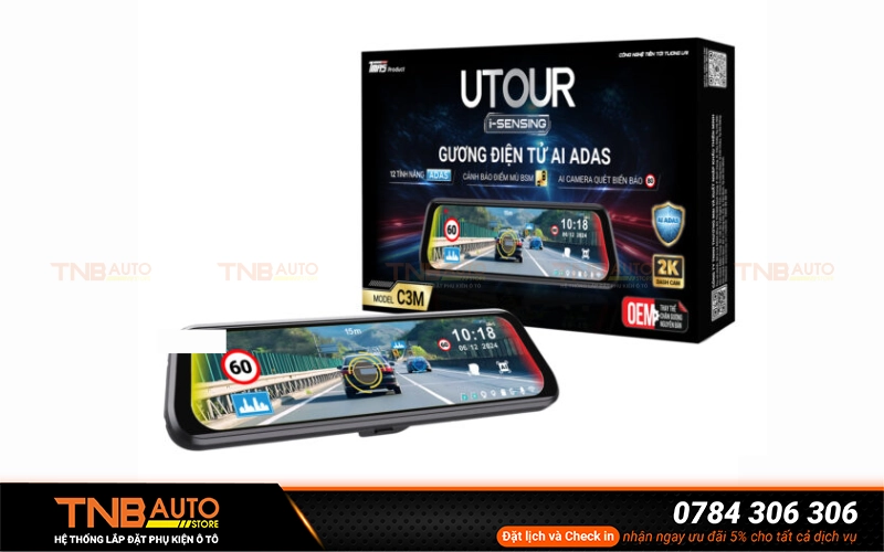 Camera gương điện tử Limo Green trước sau, cảnh báo ADAS 14 Gương điện tử AI ADAS UTOUR C3M