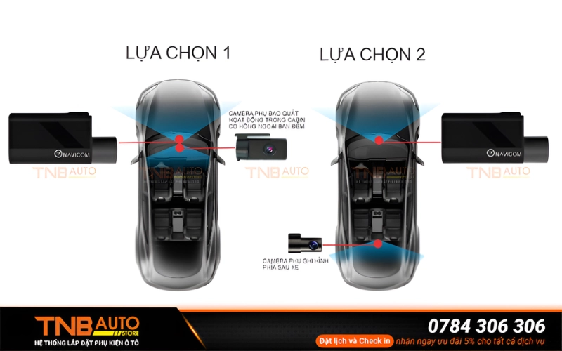 Camera phụ của Navicom J247Pro 2K có thể lắp ở trong cabin và sau xe