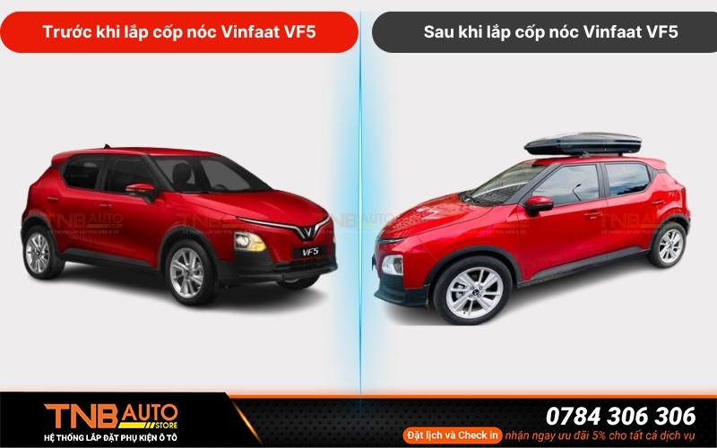 Cốp nóc Vinfast VF5 thiết kế chuẩn, chắc chắn 16 Hình ảnh VinFast VF5 trước và sau khi lắp cốp nóc