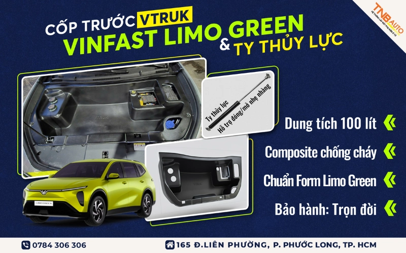 Cốp trước VinFast Limo Green VTRUK kèm 1 ty thủy lực cao cấp