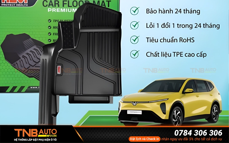 Thông số kỹ thuật của thảm lót sàn cao su đúc Vinfast Limo Green