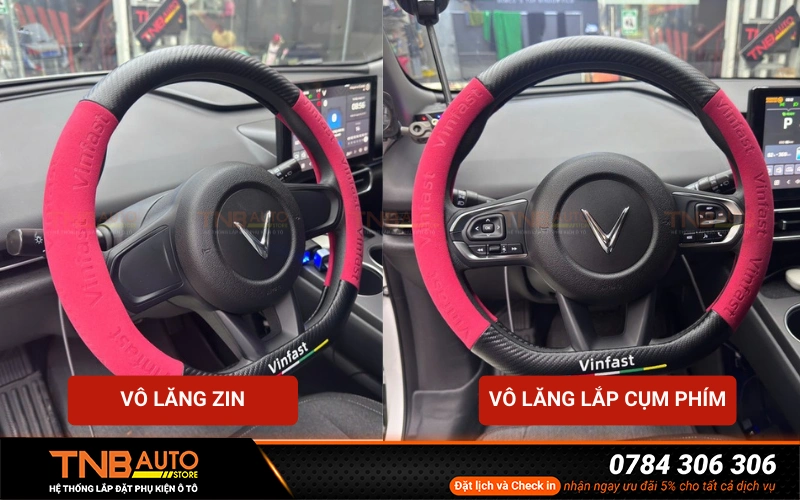 Sự khác biệt giữa vô lăng xe Limo Green zin và vô lăng sau khi lắp phím vô lăng 
