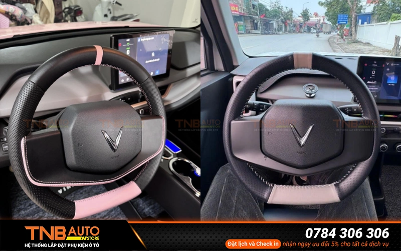 Bọc vô lăng Vinfast Limo Green đẹp, thiết kế theo yêu cầu 13 Bọc vô lăng cho xe VinFast Limo Green thực chất là đang gia cố thêm một lớp bọc bảo vệ bên ngoài vô lăng nguyên bản của xe