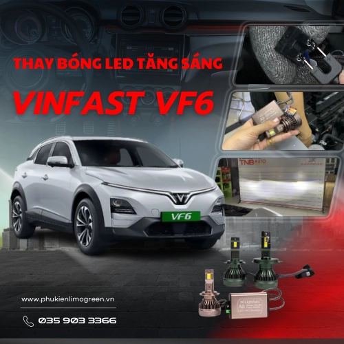 Thay bóng led Vinfast VF6 tăng sáng cực rõ, lắp zin theo xe 5