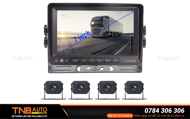 Camera hành trình Navicom GT8 ghi hình 4 kênh màn hình 7 inch