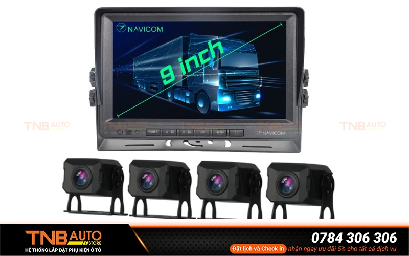 Camera hành trình Navicom GT9 ghi hình 4 kênh màn hình 9 inch