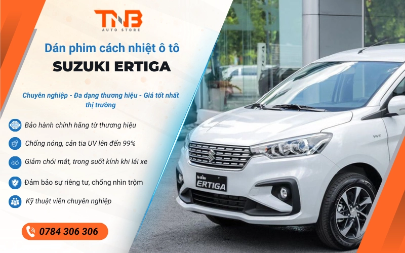 Dán phim cách nhiệt Suzuki Ertiga vừa giúp chống nóng, ngăn tia UV, vừa đảm bảo tầm nhìn rõ ràng và giữ sự riêng tư cần thiết cho khoang cabin