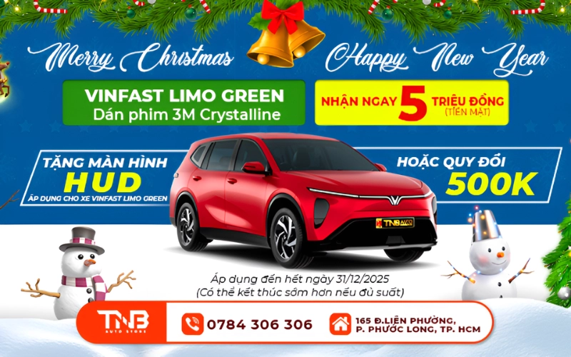 DÁN PHIM 3M CRYSTALLINE CHECK-IN TẶNG NGAY 5 TRIỆU TIỀN MẶT 4 Đặc quyền dành riêng dán cho xe Vinfast Limo Green 3M CRYSTALLINE FULL XE vừa check in tặng 5tr vừa tặng kèm màn hình HUD có thể quy đổi thành 500.000 VND