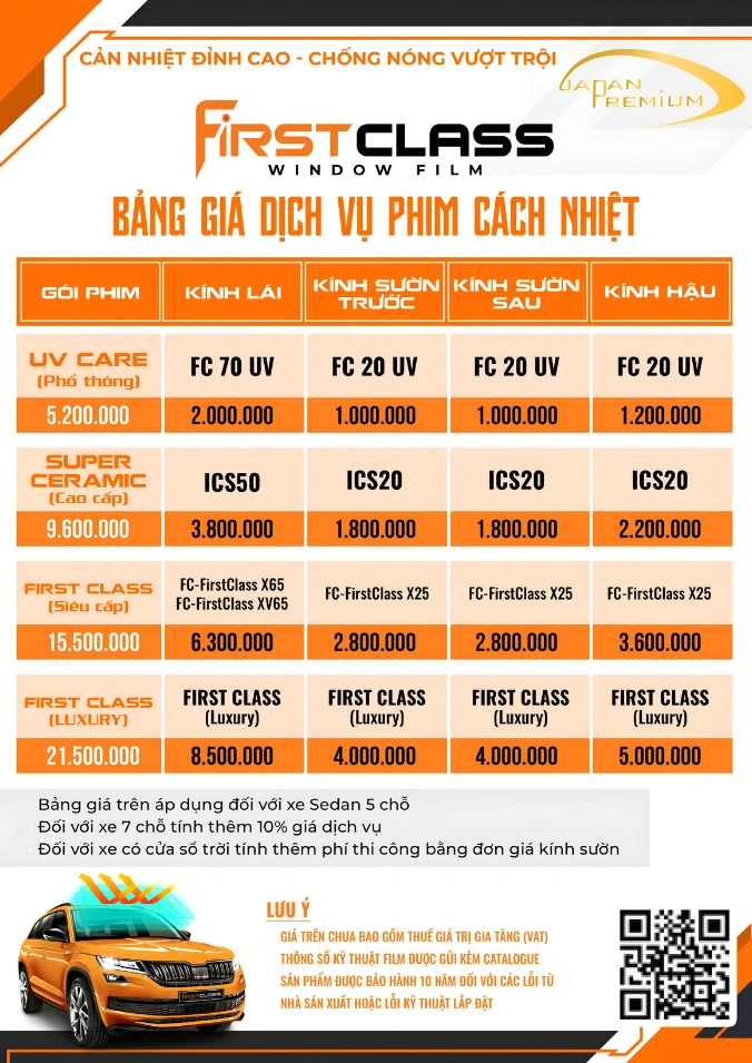 Bảng giá dán phim Firstclass