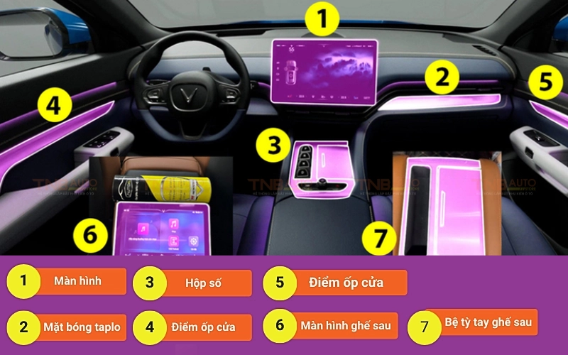Các vị trí nên dán PPF nội thất Vinfast VF9