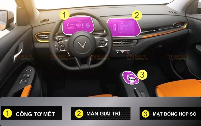 Dán ppf nội thất Vinfast VF5 chống trầy xước tối ưu 9 Các vị trí VinFast VF5 nên ưu tiên dán PPF để duy trì vẻ đẹp cho không gian xe gồm các vị trí như màn công tơ mét, màn hình giải trí và mặt bóng hộp số
