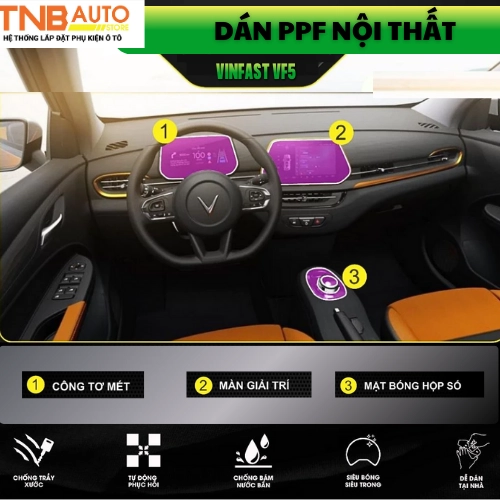 Dán ppf nội thất Vinfast VF5 chống trầy xước tối ưu 5