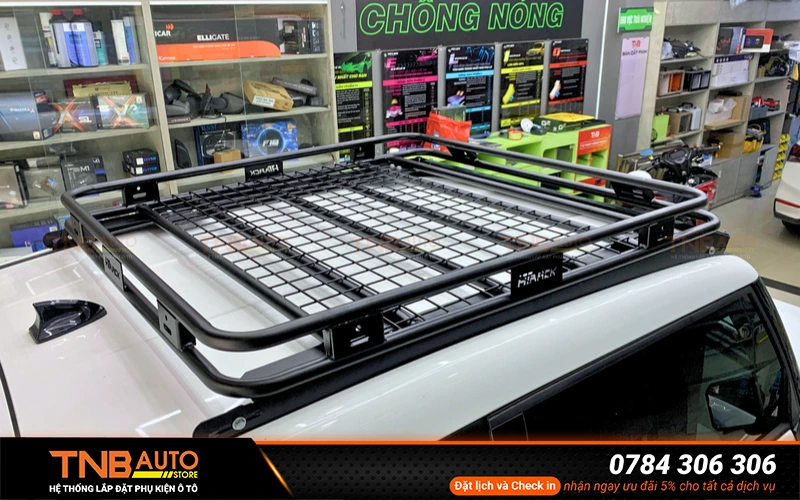 Giá nóc (baga nóc) VinFast Minio Green là hệ thống thanh chịu lực được lắp cố định trên nóc xe