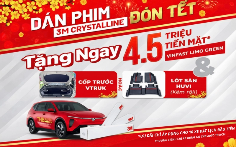 VINFAST LIMO GREEN DÁN PHIM 3M CRYSTALLINE CHECK IN TẶNG 4,5TR VÀ QUÀ TẶNG ĐẶC QUYỀN KHÁC 