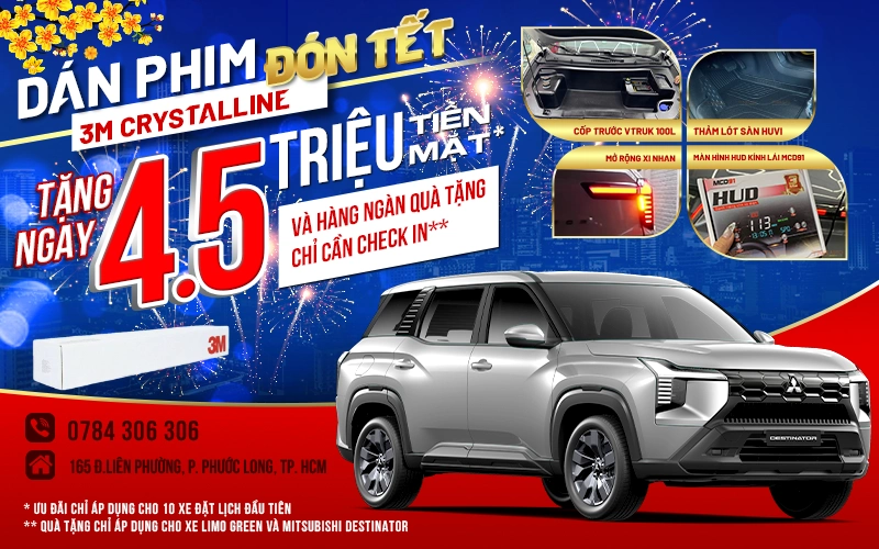 DÁN PHIM 3M CRYSTALLINE ĐÓN TẾT TẶNG NGAY 4tr5 TIỀN MẶT VÀ HÀNG NGÀN QUÀ TẶNG CHỈ CẦN CHECK IN TẠI CỬA HÀNG