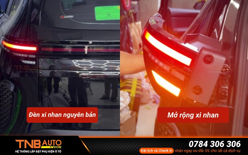 Lắp mạch mở rộng xi nhan giúp ánh sáng xi nhan sau khi nâng cấp sẽ được mở rộng lớn, rõ nét hơn so với hệ thống nguyên bản của xe Vinfast Limo Green