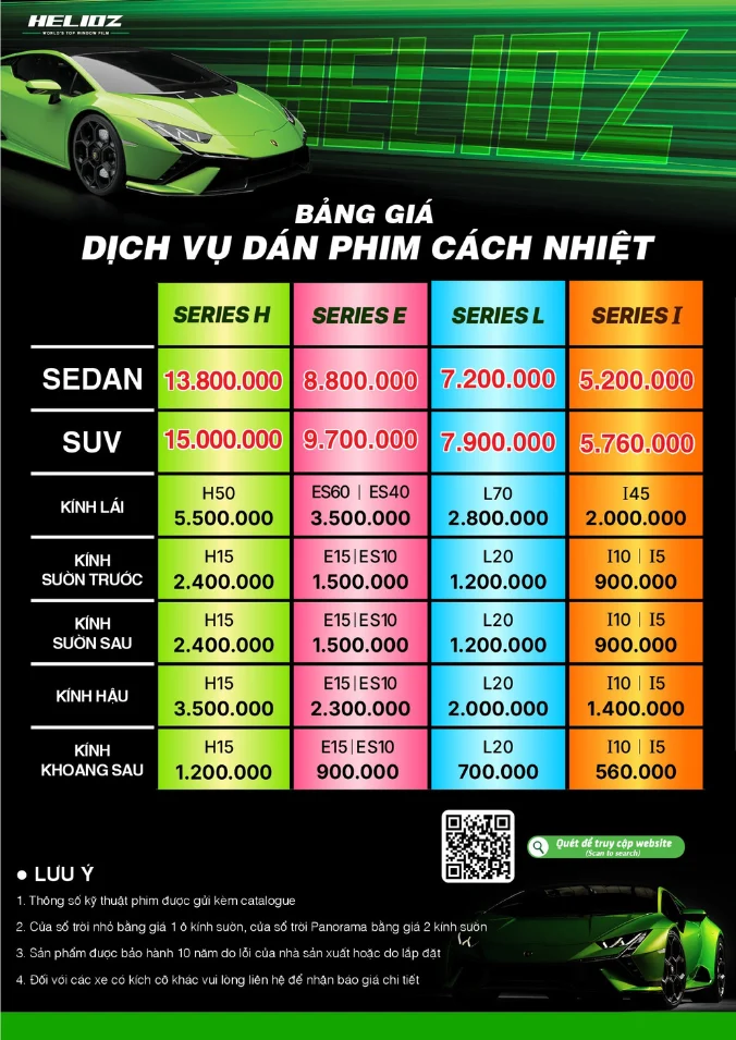 Bảng giá dán phim cách nhiệt cập nhật mới nhất 