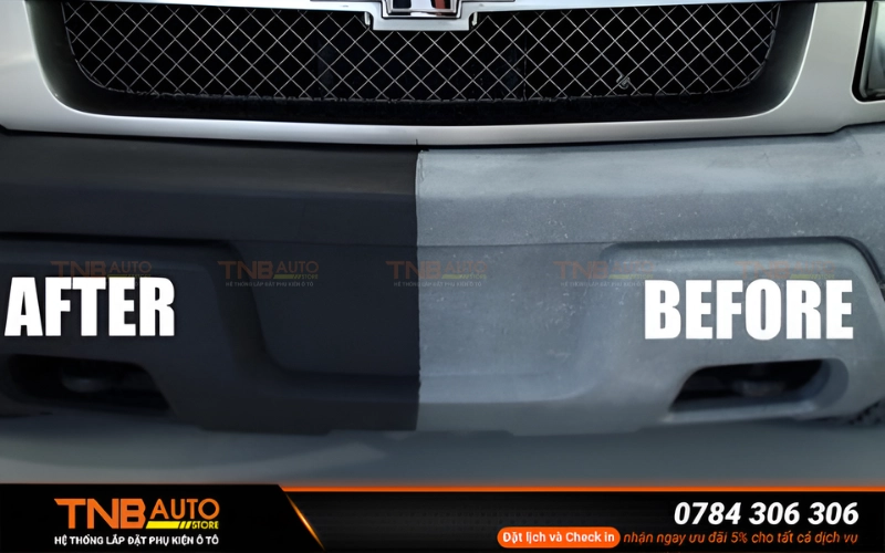 Bề mặt chi tiết trước và sau khi phục hồi nhựa nhám cực khác biệt 