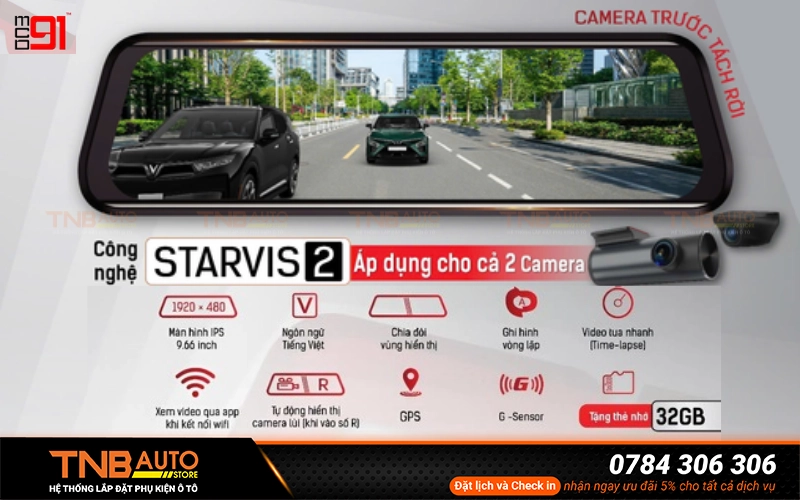 Camera gương điện tử MCD91 D4LUX cho VinFast Minio Green