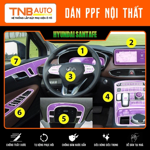 Dán PPF nội thất Hyundai Santafe – Loại “Xịn” cắt máy 100% 4
