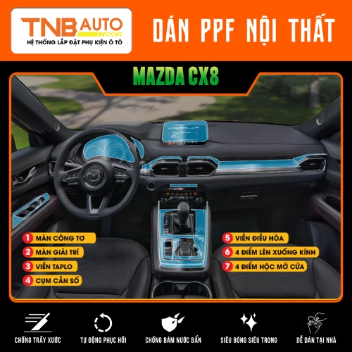 Dán PPF nội thất Mazda CX8 Cắt CNC chuẩn từng chi tiết 4