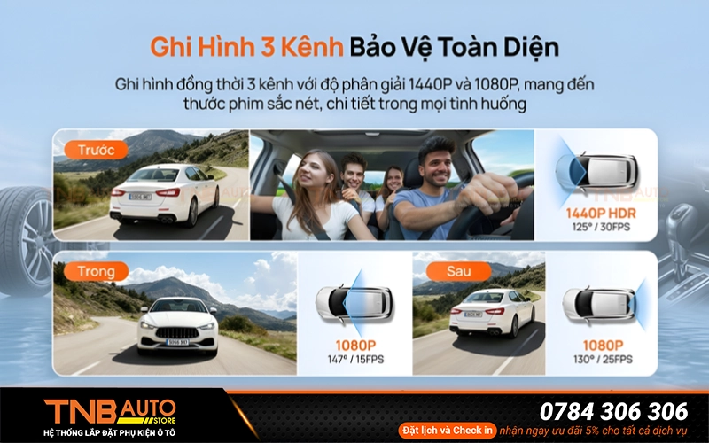 Camera hành trình 70mai T400 2K ghi hình 3 kênh 6 Camera hành trình 70mai T400 là dòng camera hành trình cho xe ô tô mới ra mắt ghi hình đồng thời 3 kênh gồm phía trước, trong cabin và phía sau xe