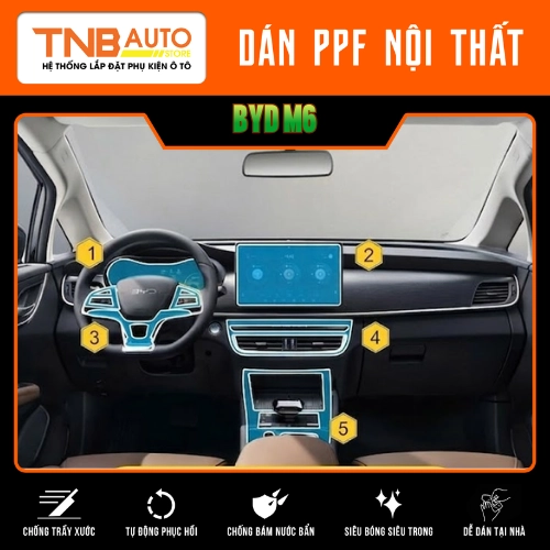 Dán PPF nội thất BYD M6 hạn chế trầy xước, giá tốt 6