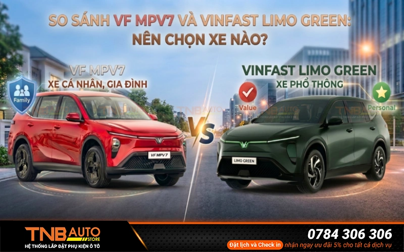 VF MPV7 và VinFast Limo Green dùng chung nền tảng vận hành nên không khác biệt về động cơ nhưng VF MPV7 nổi bật hơn ở thiết kế nội ngoại thất và khả năng tối ưu hiệu suất