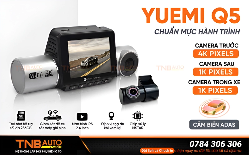 Camera hành trình YUEMI Q5 là dòng camera ghi hình 3 kênh có cấu hình mạnh và khả năng ghi hình chi tiết