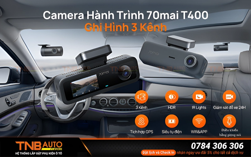 Camera 70mai T400 là dòng camera ghi hình 3 kênh vừa ra mắt cực nổi bật với chất lượng hình ảnh tốt trong tầm giá