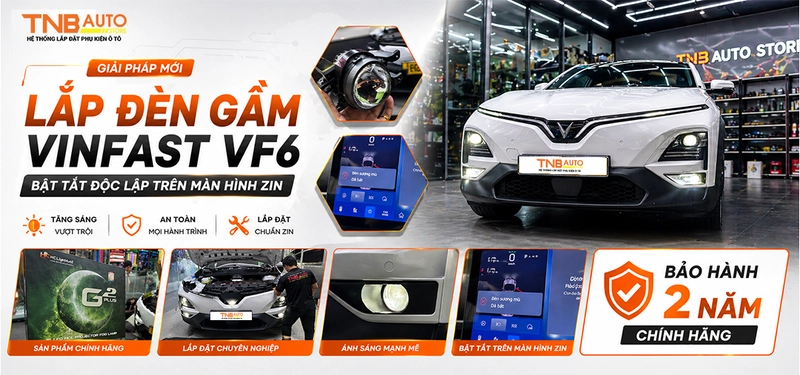 Lắp đèn gầm Vinfast VF6, bật tắt trên màn hình zin