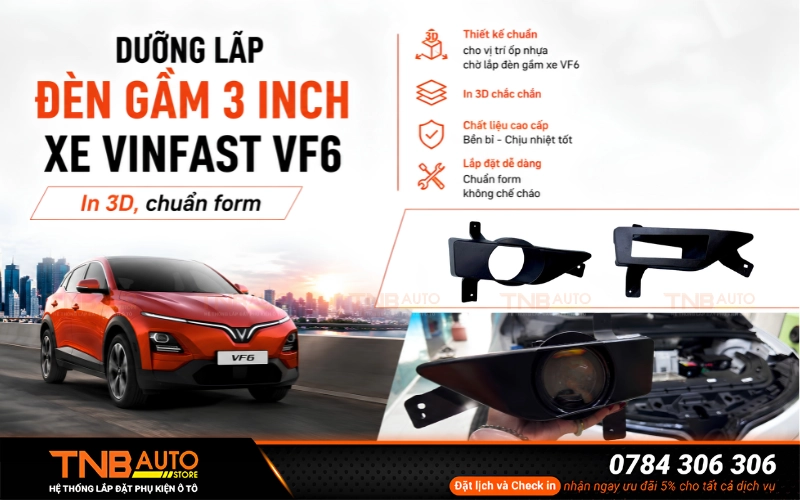 Dưỡng lắp đèn gầm 3 inch VF6 3D chuẩn form sắc nét 10 Tính năng nổi bật của dưỡng lắp đèn gầm 3 inch VF6