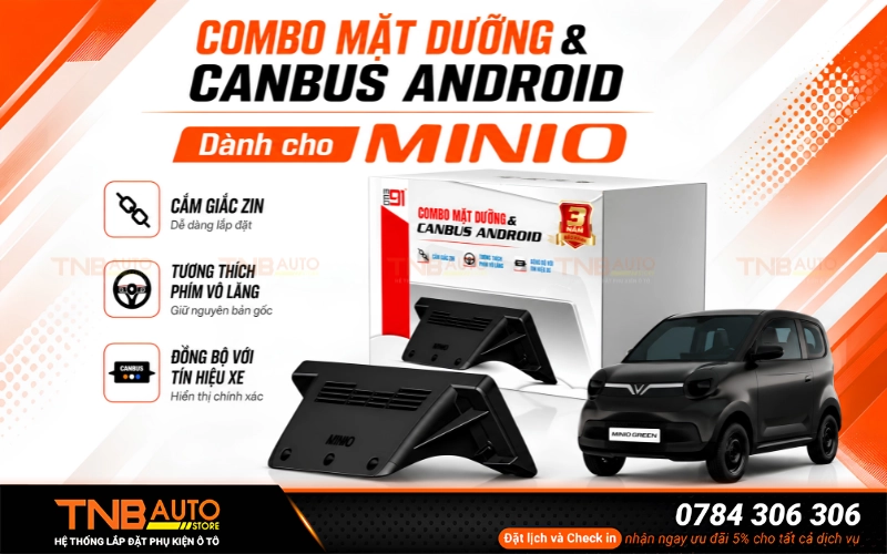 Combo mặt dưỡng & CANBUS lắp màn hình Android Minio Green MCD91 thiết kế riêng theo xe hỗ trợ nâng cấp màn hình zin lên màn hình Android hiện đại nhưng vẫn giữ được sự đồng bộ và nguyên bản theo taplo xe