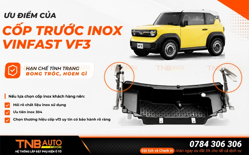 Tư vấn có nên lắp cốp trước inox cho xe Vinfast VF3 không?