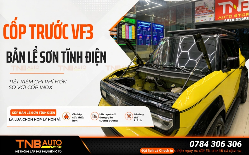 Cốp trước VF3 bản lề sơn tĩnh điện chất lượng tiết kiệm chi phí hơn so với cốp inox 