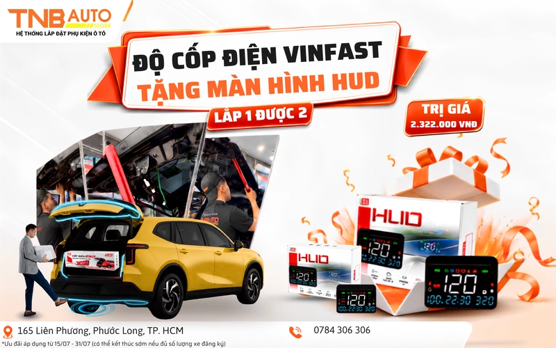 Lắp cốp điện xe Vinfast tại TNB Auto tặng ngay màn hình HUD