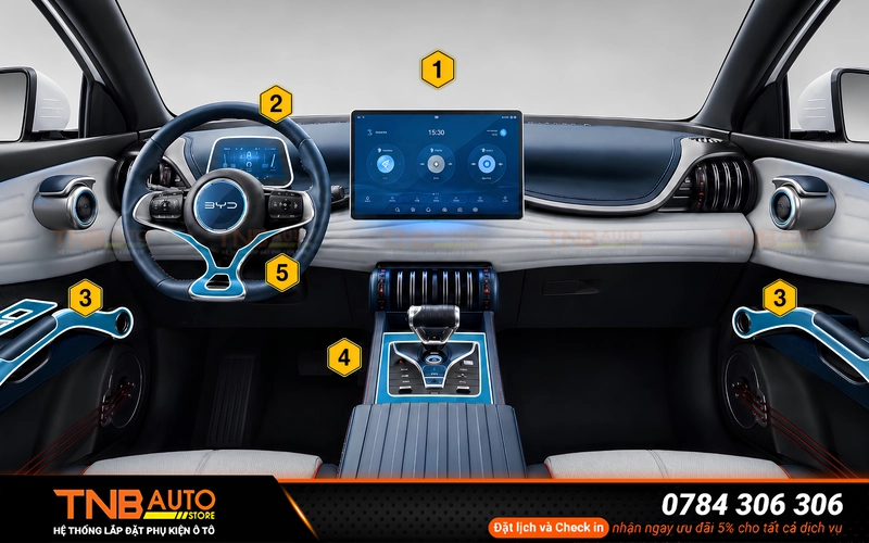 Dán PPF nội thất BYD Atto 3 cao cấp, chống trầy cực tốt 12 Các vị trí nội thất BYD Atto 3 cần dán PPF
