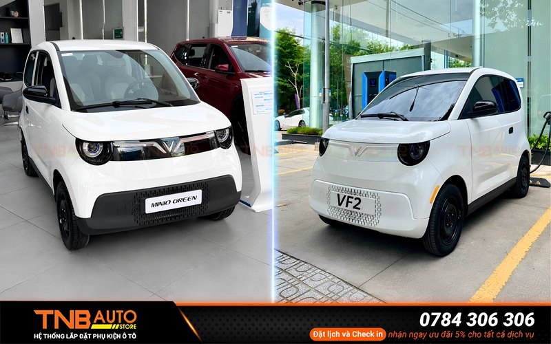 So sánh Vinfast VF2 và Minio Green: Có gì khác biệt? 2 So sánh VinFast VF2 và Minio Green về phần đầu xe