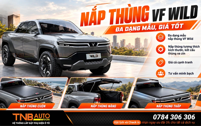 Lắp nắp thùng VinFast VF Wild là giải pháp che chắn, bảo vệ hàng hóa khỏi những tác động từ môi trường đồng thời hạn chế bụi bẩn và nước mưa lọt vào khu vực thùng xe